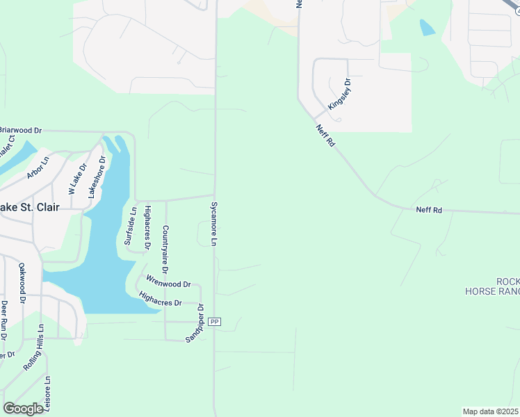 map of restaurants, bars, coffee shops, grocery stores, and more near 1550 Sycamore Lane in Saint Clair