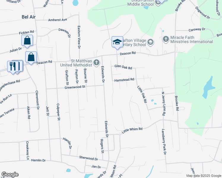 map of restaurants, bars, coffee shops, grocery stores, and more near 36 Summerfield Lane in Fredericksburg