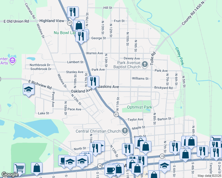 map of restaurants, bars, coffee shops, grocery stores, and more near 1109 Oakland Avenue in Mount Vernon