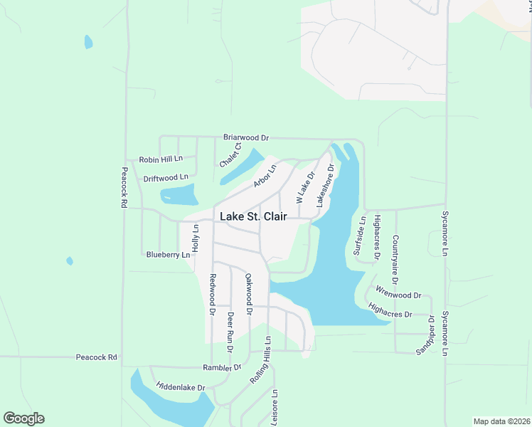 map of restaurants, bars, coffee shops, grocery stores, and more near 414 Lilac Lane in Saint Clair