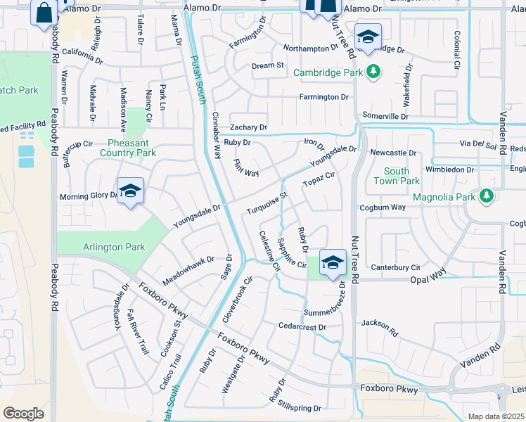 map of restaurants, bars, coffee shops, grocery stores, and more near 840 Turquoise Street in Vacaville