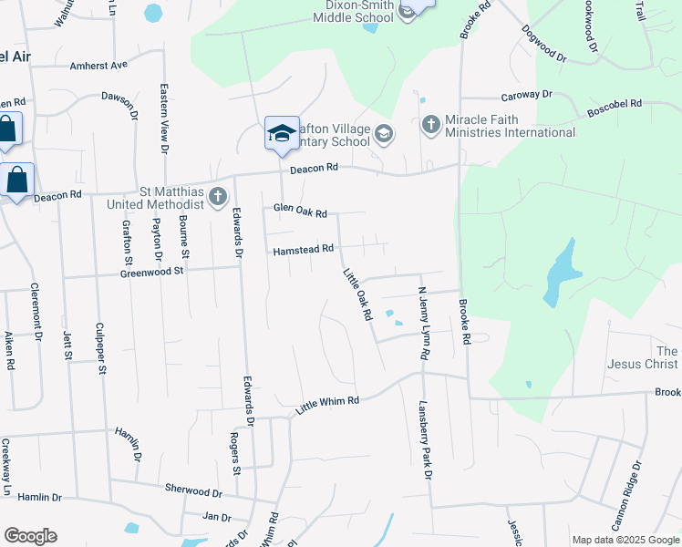 map of restaurants, bars, coffee shops, grocery stores, and more near 15 Little Oak Road in Fredericksburg