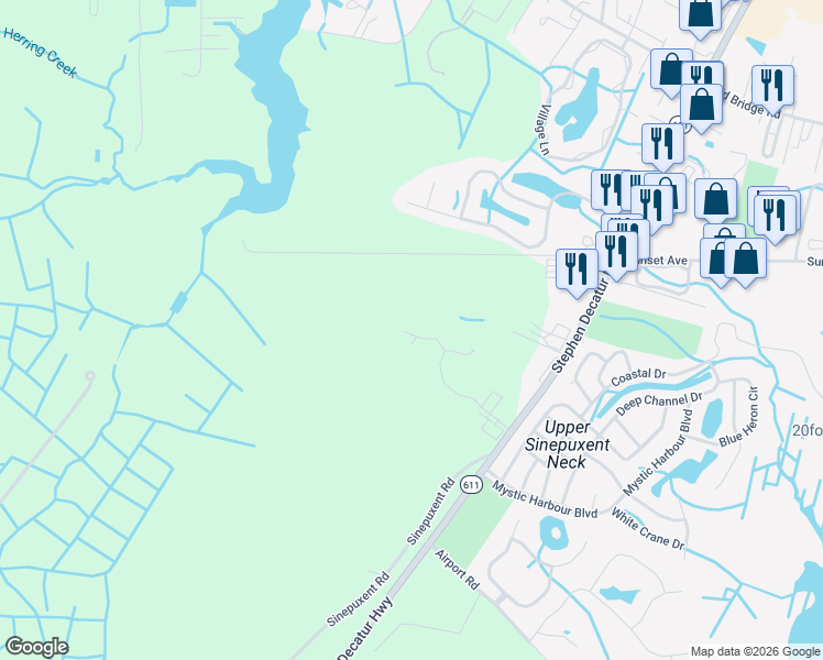 map of restaurants, bars, coffee shops, grocery stores, and more near 12414 Sea Oaks Lane in Berlin