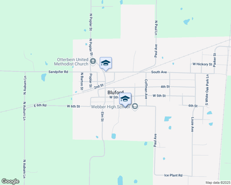 map of restaurants, bars, coffee shops, grocery stores, and more near in Bluford