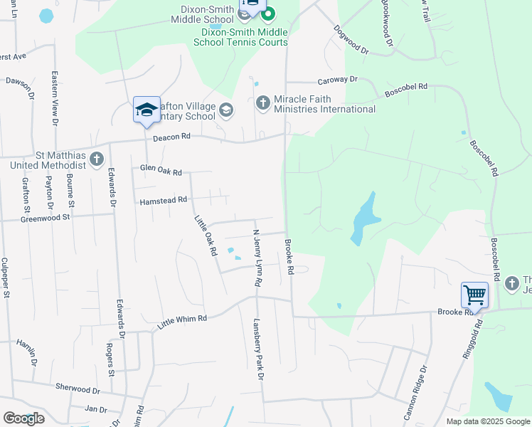 map of restaurants, bars, coffee shops, grocery stores, and more near 8 Little Field Drive in Fredericksburg