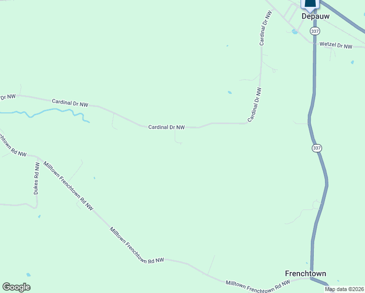 map of restaurants, bars, coffee shops, grocery stores, and more near 5755 Cardinal Drive Northwest in Depauw