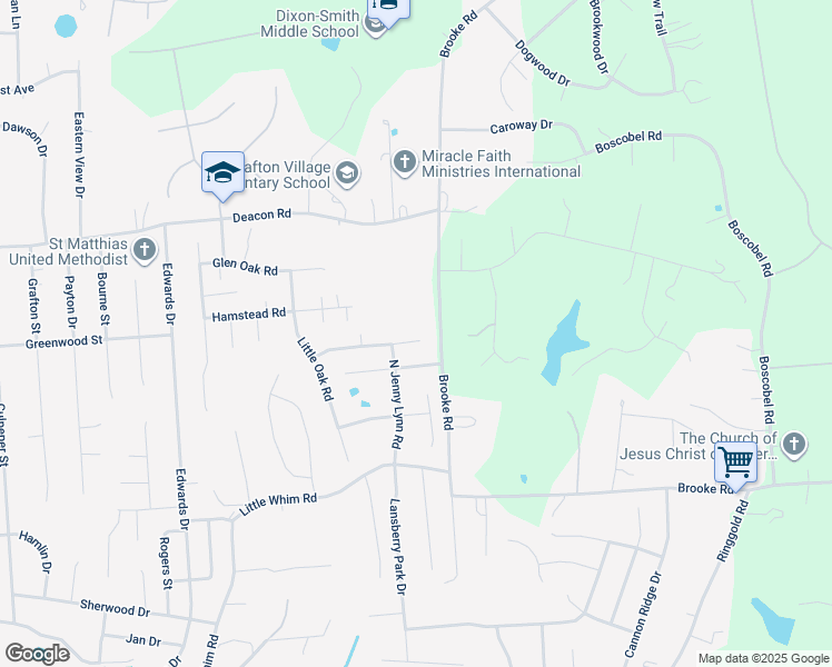 map of restaurants, bars, coffee shops, grocery stores, and more near 6 Little Field Drive in Fredericksburg