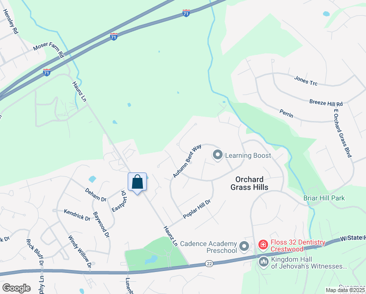 map of restaurants, bars, coffee shops, grocery stores, and more near 9320 Plumwood Place in Orchard Grass Hills