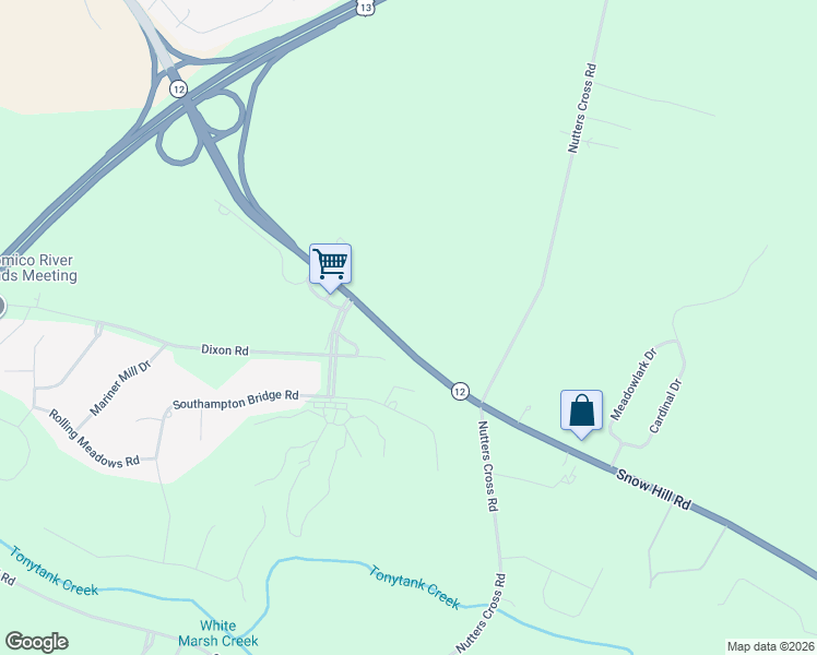map of restaurants, bars, coffee shops, grocery stores, and more near 4861 Snow Hill Road in Salisbury