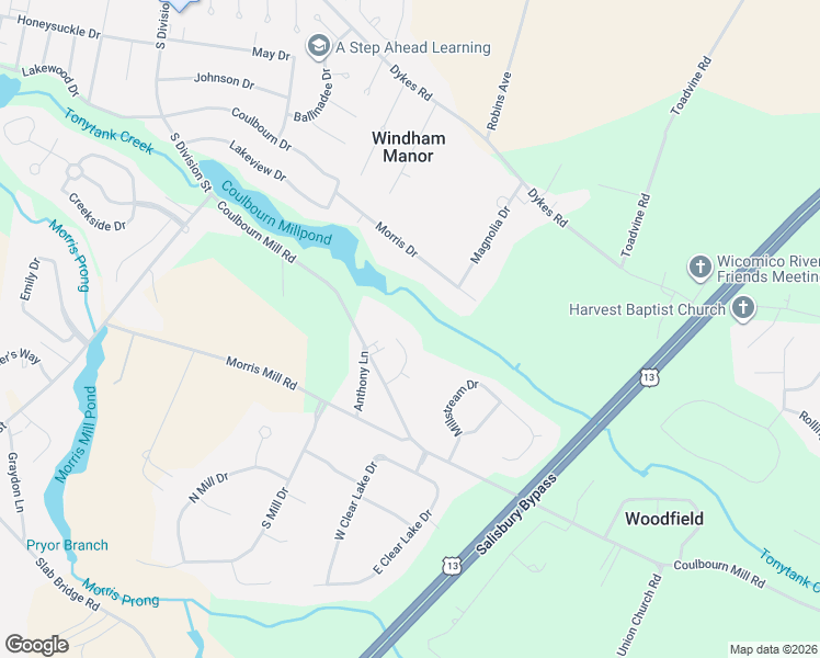 map of restaurants, bars, coffee shops, grocery stores, and more near 4843 Goose Creek Drive in Salisbury