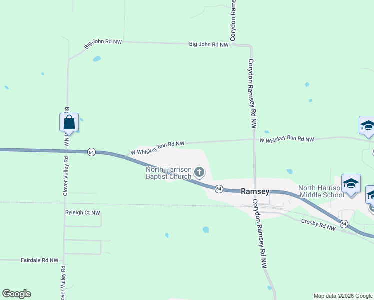 map of restaurants, bars, coffee shops, grocery stores, and more near 1639-1963 W Whiskey Run Road Northwest in Harrison