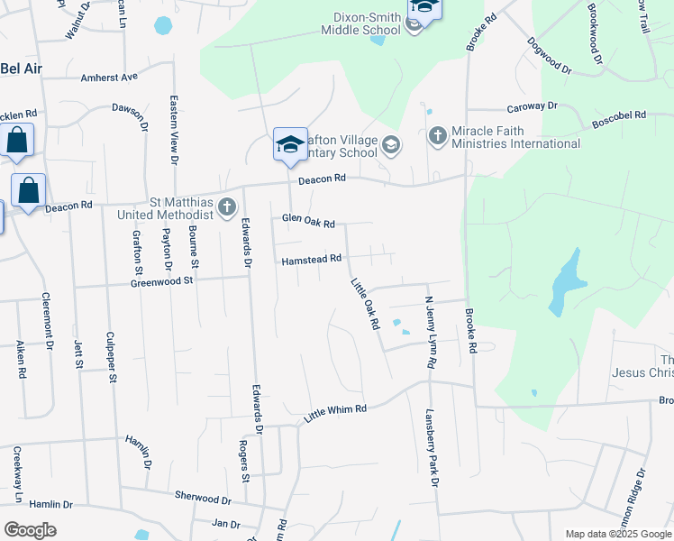 map of restaurants, bars, coffee shops, grocery stores, and more near 5 Little Oak Road in Fredericksburg