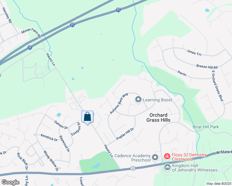 map of restaurants, bars, coffee shops, grocery stores, and more near 9320 Plumwood Place in Orchard Grass Hills