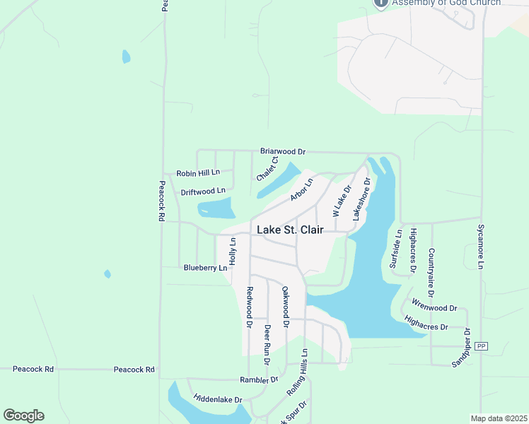 map of restaurants, bars, coffee shops, grocery stores, and more near 439 Arbor Lane in Saint Clair