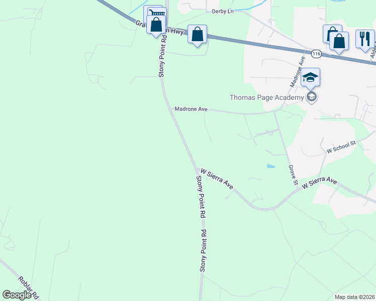 map of restaurants, bars, coffee shops, grocery stores, and more near 6700 Stony Point Road in Cotati