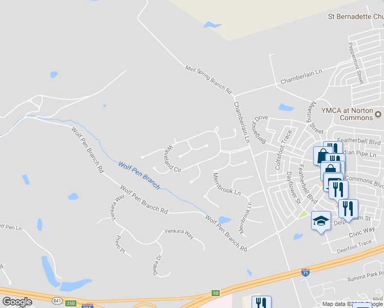 map of restaurants, bars, coffee shops, grocery stores, and more near 5811 Weatherburn Court in Prospect