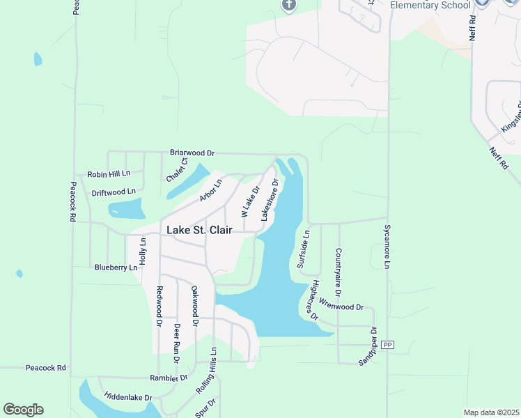map of restaurants, bars, coffee shops, grocery stores, and more near 421 Lakeshore Drive in Saint Clair