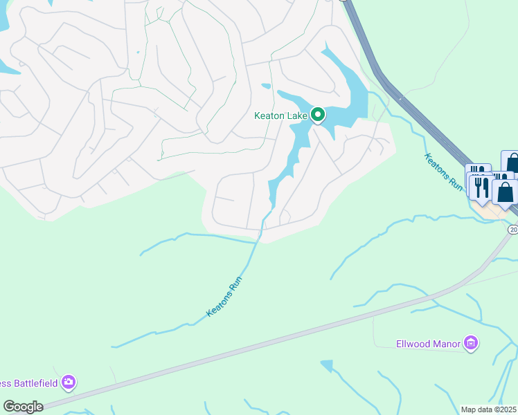 map of restaurants, bars, coffee shops, grocery stores, and more near 117 Indian Hills Road in Locust Grove