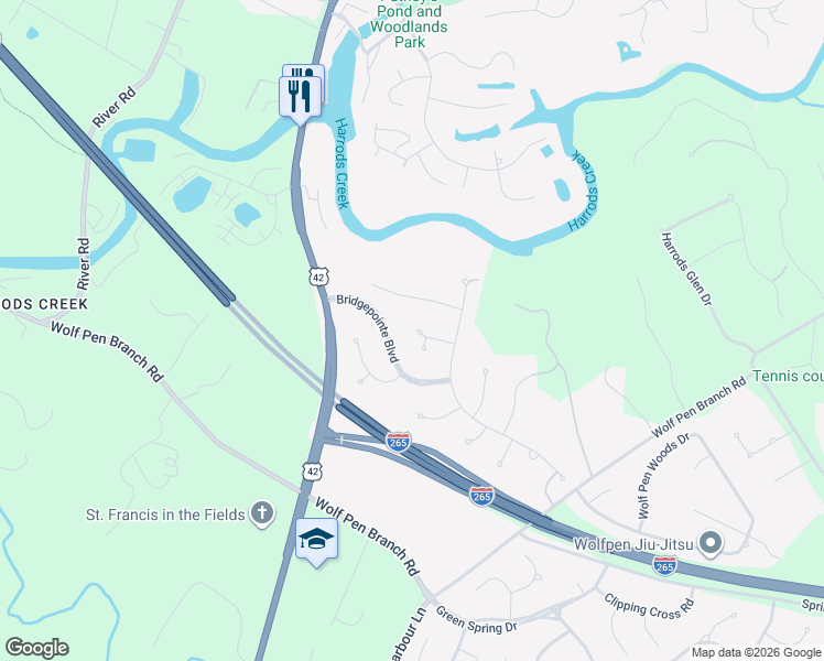 map of restaurants, bars, coffee shops, grocery stores, and more near 7101 Cove Pointe Place in Prospect