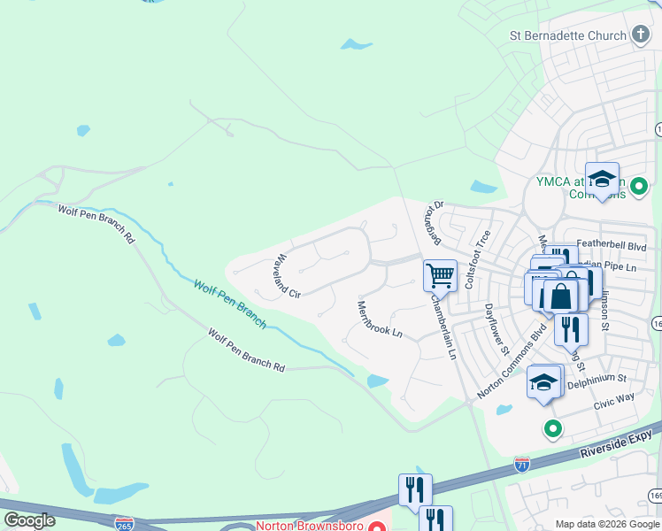 map of restaurants, bars, coffee shops, grocery stores, and more near 5811 Weatherburn Court in Prospect