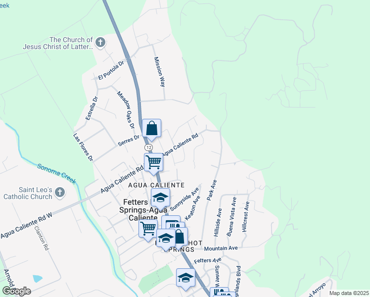 map of restaurants, bars, coffee shops, grocery stores, and more near 155 Kearney Avenue in Sonoma