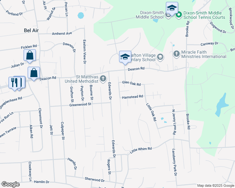 map of restaurants, bars, coffee shops, grocery stores, and more near 24 Summerfield Ln in Fredericksburg