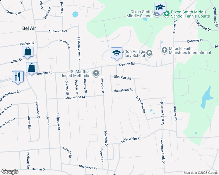 map of restaurants, bars, coffee shops, grocery stores, and more near 24 Summerfield Ln in Fredericksburg