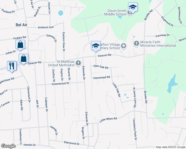 map of restaurants, bars, coffee shops, grocery stores, and more near 2 Fairbanks Court in Fredericksburg