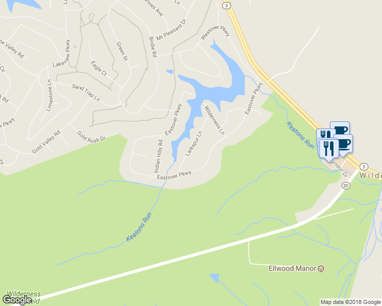 map of restaurants, bars, coffee shops, grocery stores, and more near 136 Larkspur Lane in Locust Grove