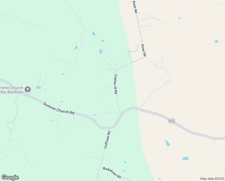 map of restaurants, bars, coffee shops, grocery stores, and more near 74 Crattan Hill Road in Mount Crawford