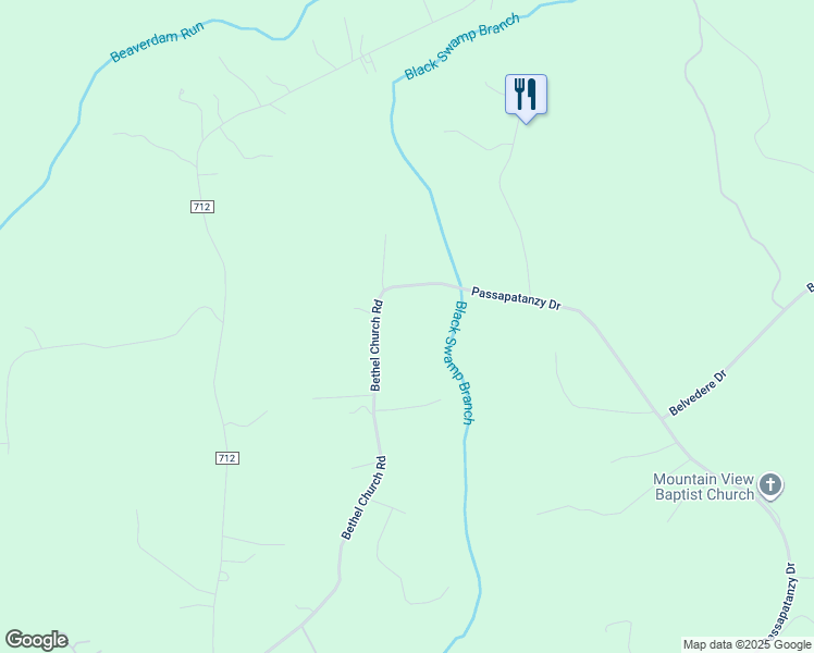 map of restaurants, bars, coffee shops, grocery stores, and more near 708 Bethel Church Road in Fredericksburg