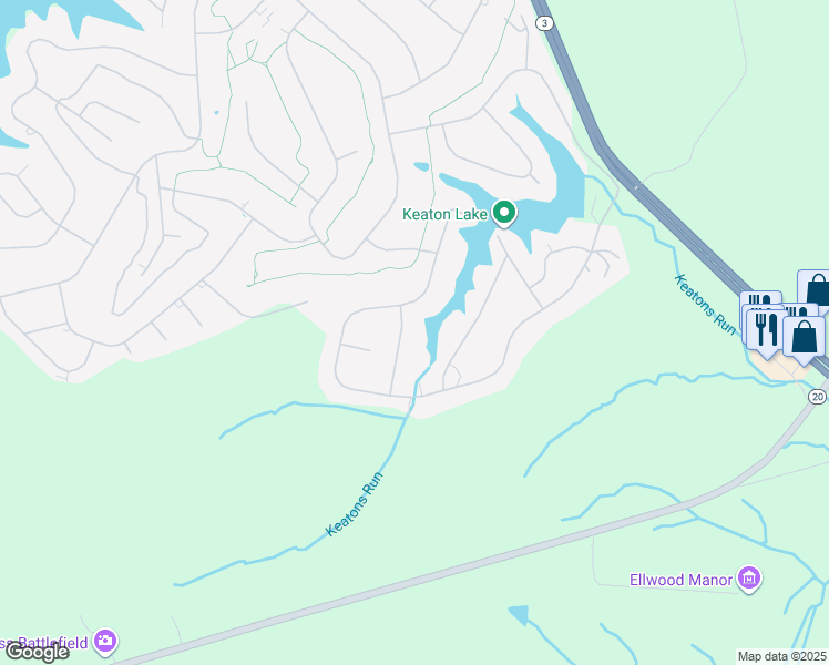 map of restaurants, bars, coffee shops, grocery stores, and more near 107 Indian Hills Road in Locust Grove