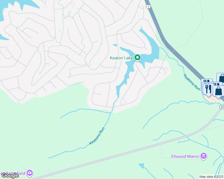 map of restaurants, bars, coffee shops, grocery stores, and more near 107 Indian Hills Road in Locust Grove