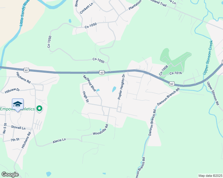 map of restaurants, bars, coffee shops, grocery stores, and more near 112 Linda Lane in Grayson