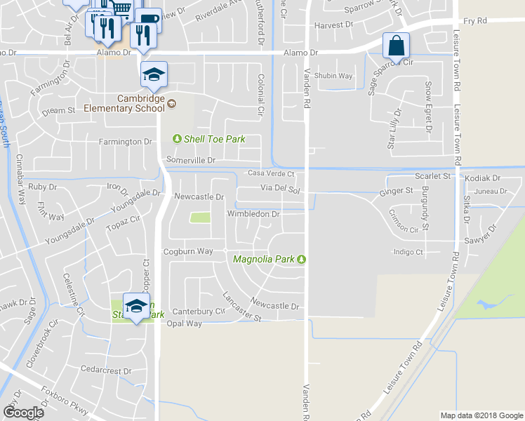map of restaurants, bars, coffee shops, grocery stores, and more near 236 Wimbledon Drive in Vacaville