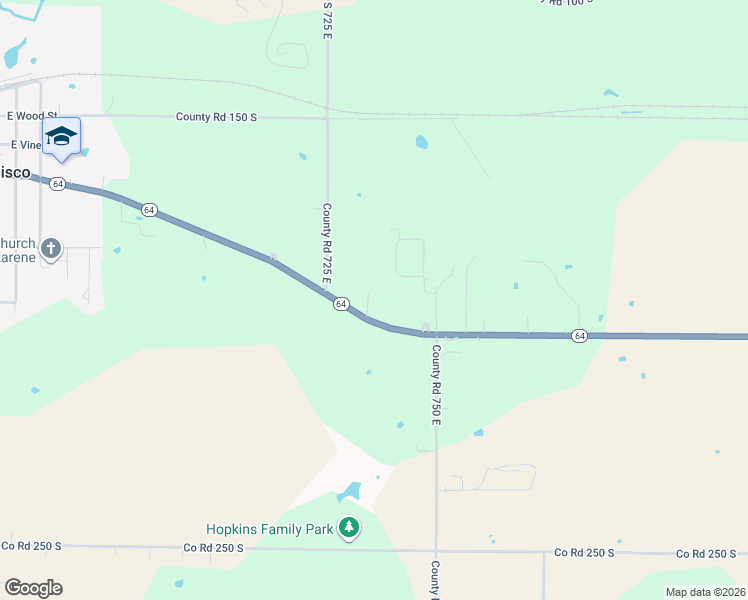 map of restaurants, bars, coffee shops, grocery stores, and more near 7348 Indiana 64 in Francisco