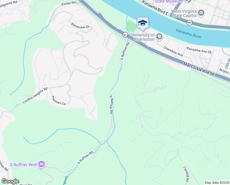 map of restaurants, bars, coffee shops, grocery stores, and more near 520 South Ruffner Road in Charleston