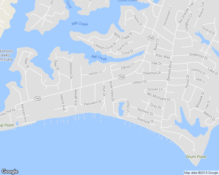 map of restaurants, bars, coffee shops, grocery stores, and more near 13109 River View Drive in Lusby