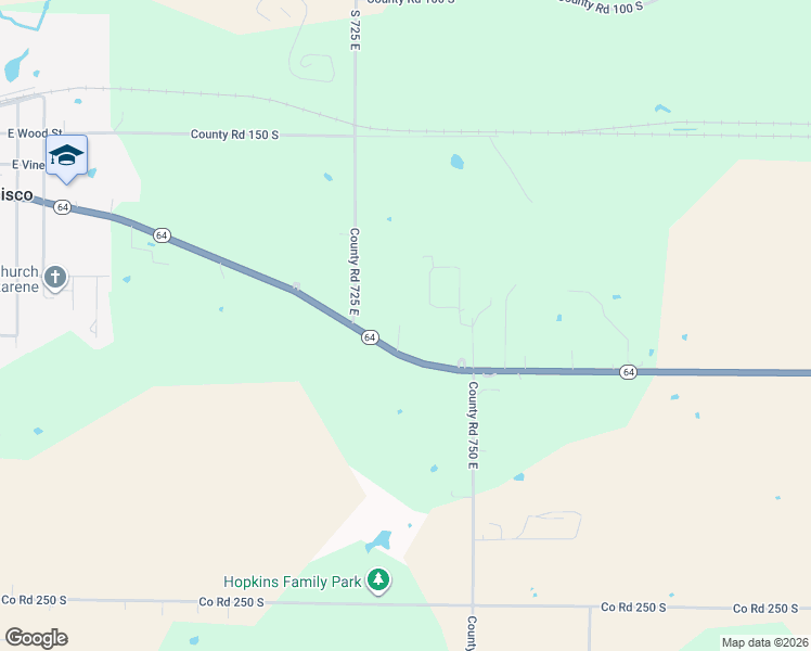 map of restaurants, bars, coffee shops, grocery stores, and more near 7348 Indiana 64 in Francisco