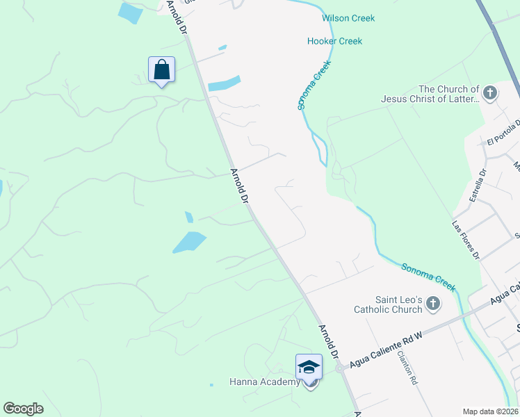 map of restaurants, bars, coffee shops, grocery stores, and more near 16425 Arnold Drive in Sonoma
