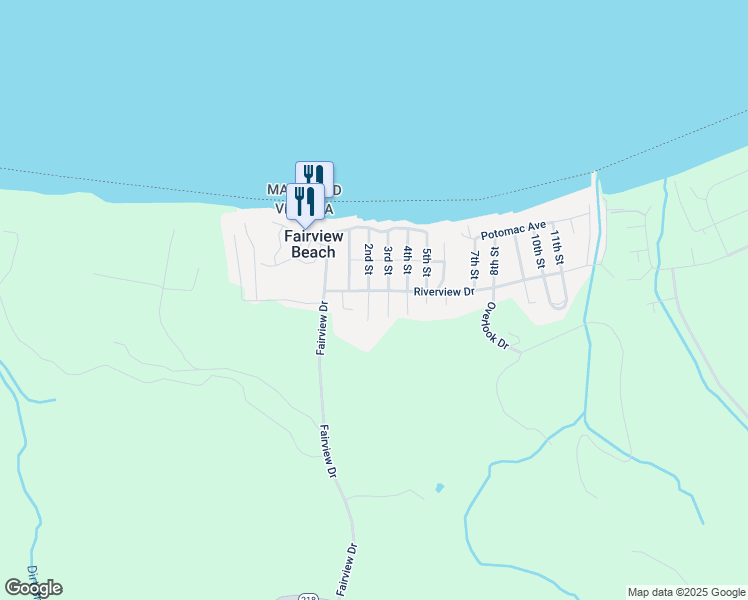 map of restaurants, bars, coffee shops, grocery stores, and more near 6165 2nd Street in King George