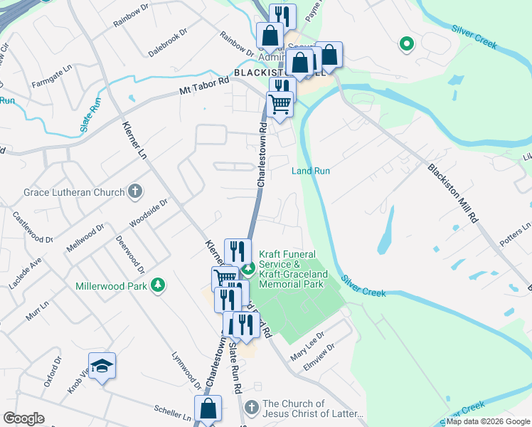 map of restaurants, bars, coffee shops, grocery stores, and more near 2283-2723 Colonial Village Dr in New Albany