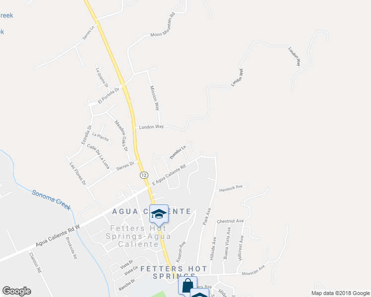 map of restaurants, bars, coffee shops, grocery stores, and more near 16901 Eveton Lane in Sonoma