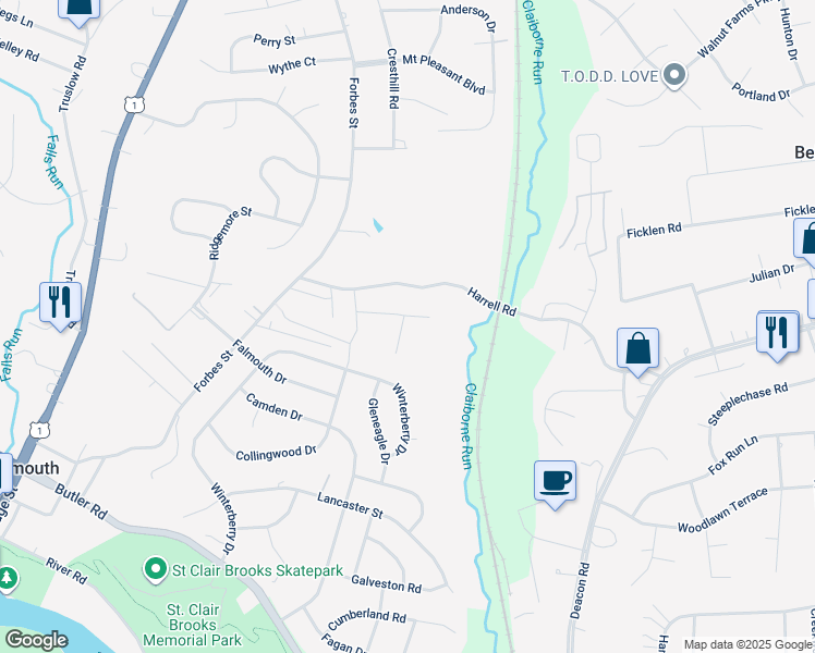 map of restaurants, bars, coffee shops, grocery stores, and more near 516 Cutting Way in Falmouth