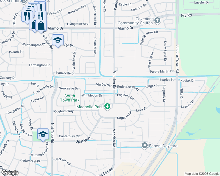map of restaurants, bars, coffee shops, grocery stores, and more near 4007 Cervantes Court in Vacaville