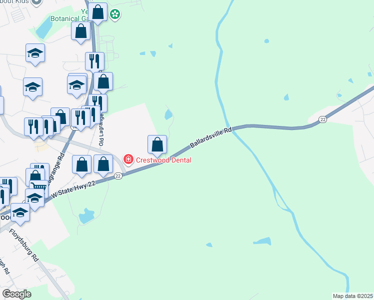 map of restaurants, bars, coffee shops, grocery stores, and more near 6400 Westwind Way in Crestwood