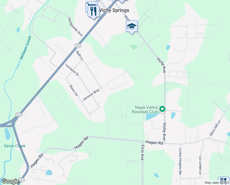 map of restaurants, bars, coffee shops, grocery stores, and more near 1304 Hestia Way in Napa