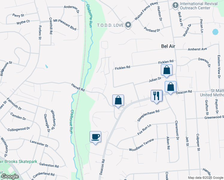 map of restaurants, bars, coffee shops, grocery stores, and more near 306 Ben Neuis Place in Fredericksburg