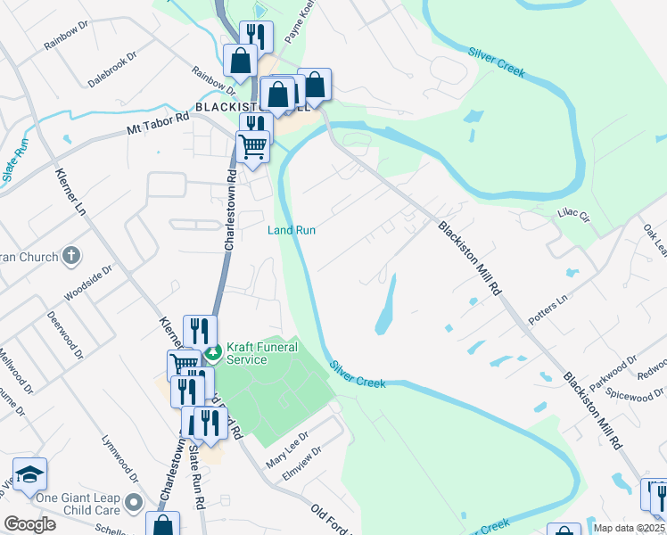 map of restaurants, bars, coffee shops, grocery stores, and more near 219 Silver Creek Drive in Clarksville