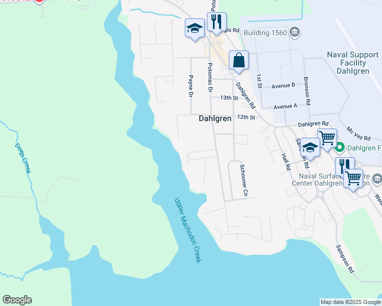 map of restaurants, bars, coffee shops, grocery stores, and more near 16494 10th Street in King George